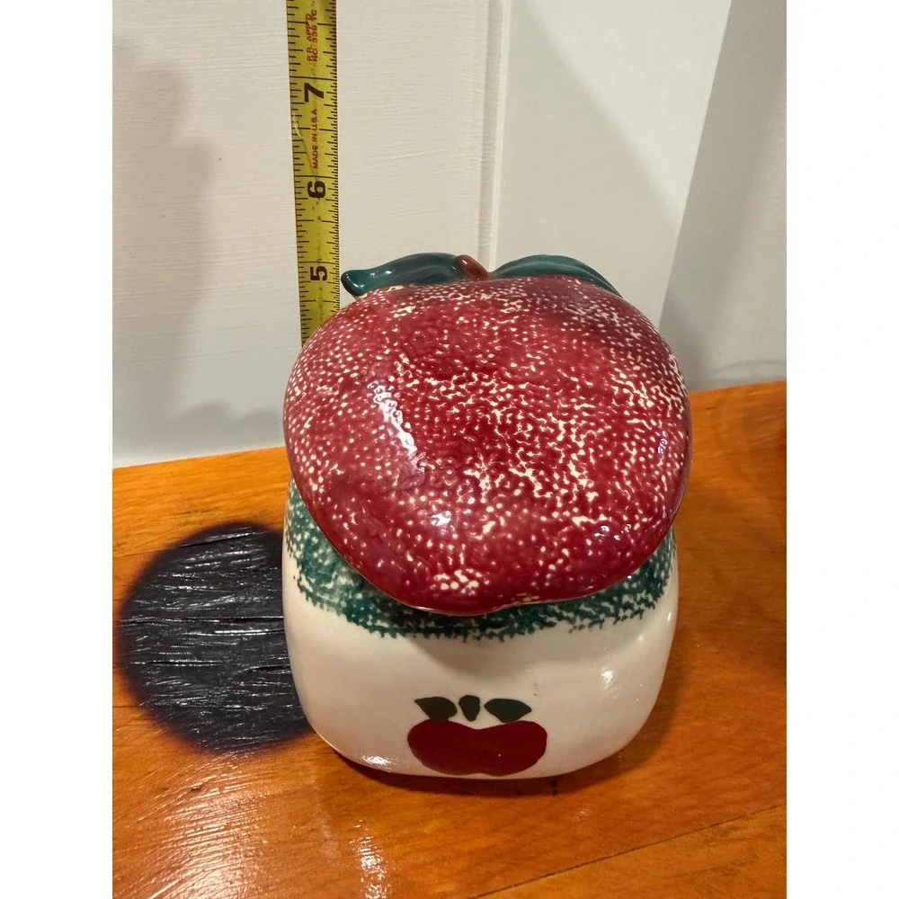 Vintage Apple Ceramic Canister Hand Painted Lidded Kitchen Storage Jar